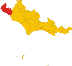Location of Aprilia in the Province of Latina