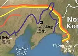 The Ming Liaodong Wall (in purple)