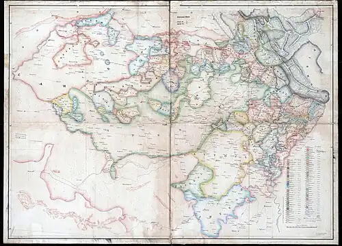 Cis-Sutlej State including Kaithal state Map ca. 1829-35 Village details