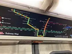 LED-lit map of the system