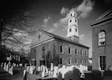 HABS photo of church and cemetery from 1960.