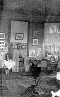 Marie Myrick's apartment in the round Tower of the Windsor Hotel which she called the "Crow's Nest", circa 1900