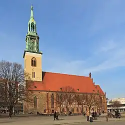 St. Mary's Church, the only remaining pre-war building in the Marienviertel district