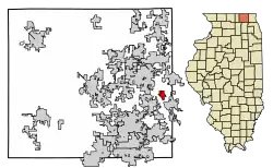 Location of Holiday Hills in McHenry County, Illinois.