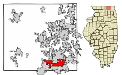 Location of Lake in the Hills in McHenry County, Illinois.