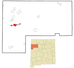 Location of Gallup in McKinley County and the state of New&nbsp;Mexico