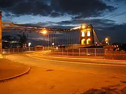 2.5 second exposure of the Menai Suspension Bridge in the evening