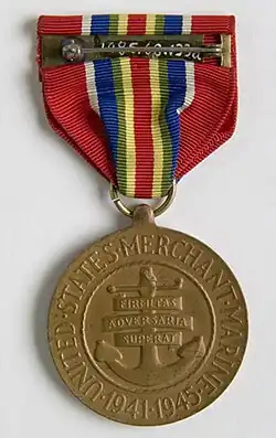 Merchant Marine World War II Victory Medal reverse