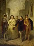 Mercutio bidding farewell to Juliet's nurse, c. 1820s