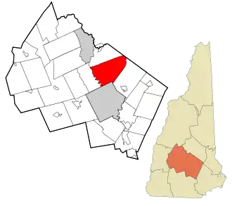 Location in Merrimack County and the state of New Hampshire
