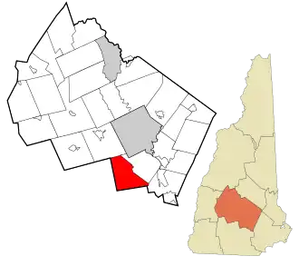 Location in Merrimack County and the state of New Hampshire