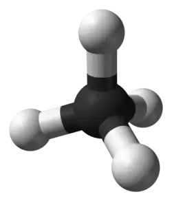 Ball and stick model of methane