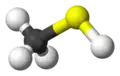 Ball-and-stick model of the methanethiol molecule
