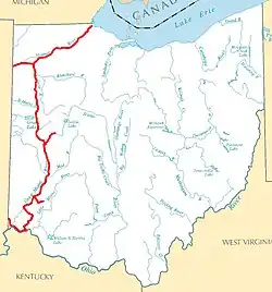 Map of the Miami and Erie Canal