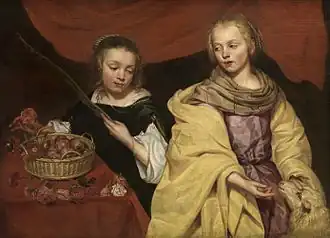 Two Girls as Saint Agnes and Saint Dorothea by Michaelina Wautier. c. 1650