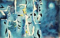 Pajaros de la Encina, acrylic / paper, 66x103cm, 1995