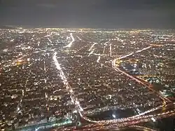 View of Tehran at night from Milad Tower