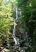 Mingo Falls near Cherokee drops about 120 feet (37&nbsp;m) during moderately dry weather.
