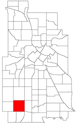 Location of Lynnhurst within the U.S. city of Minneapolis