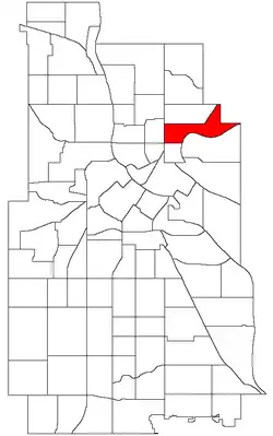 Location of Northeast Park within the U.S. city of Minneapolis