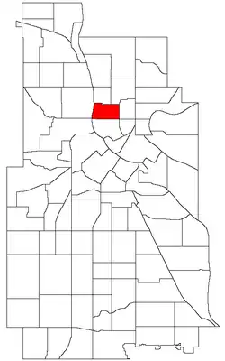 Location of Sheridan within the U.S. city of Minneapolis