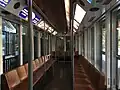 On board the tram with an empty railcar