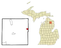 Location in Montmorency County and the state of Michigan