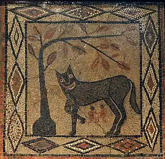Mosaic depicting the She-Wolf with Romulus and Remus, from Aldborough (c.300 AD), Leeds City Museum (16025914306)