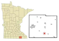Location in Mower County and the state of Minnesota