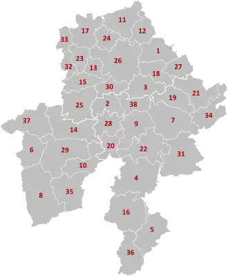 Municipal divisions of Namur (click on image for full legend).