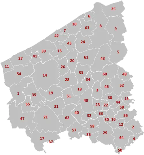 Map of the municipalities in West Flanders