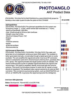 PHOTOANGLO – Successor to the CTX4000, jointly developed by the NSA and GCHQ