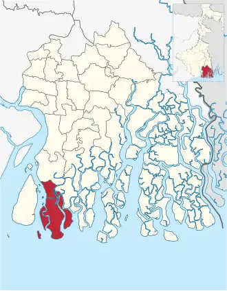 Location of Namkhana community development block in South 24 Parganas district