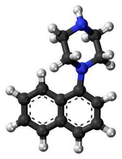 Ball-and-stick model of the naphthylpiperazine molecule
