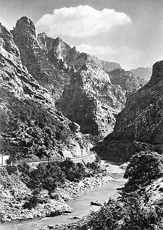 Before - the Neretva canyon near Jablanica town (c. 1920), long before Grabovica Dam.