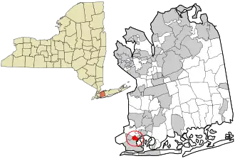 Location in Nassau County and the state of New York.