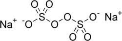 Two sodium cations and one peroxodisulphate anion