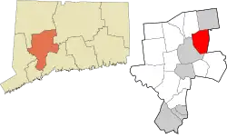 Wolcott's location within the Naugatuck Valley Planning Region and the state of Connecticut