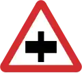 B2: Crossroad with a major road ahead