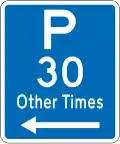 Parking Permitted: 30 Minutes (on the left of this sign, other times)