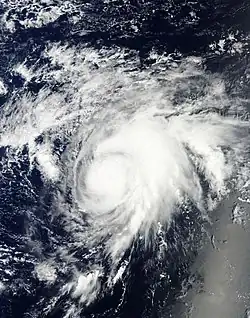 Satellite image of a weak but intensifying Tropical Storm Niala on September 25