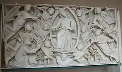 14th century relief in the museum, perhaps from the first pulpit built to display the relic