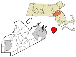 Location as an exclave of Norfolk County in Massachusetts