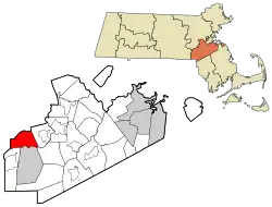 Location in Norfolk County in Massachusetts