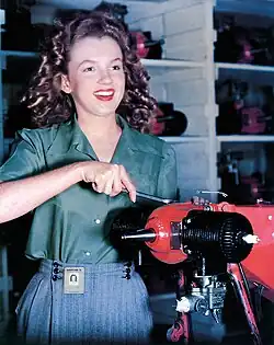 Portrait of Monroe aged 20, taken at the Radioplane Munitions Factory