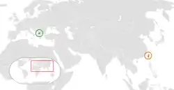 Map indicating locations of North Macedonia and Taiwan