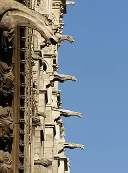 Gargoyles on the facade of Notre Dame de Paris