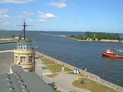Port office and mouth of the Martwa Wisła