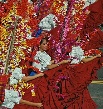 Image 14Indigenous Salvadoran women dancing in the traditional "Procession of Palms" a custom celebrated in the town of Panchimalco in El Salvador. (from Ethnic groups in Central America)