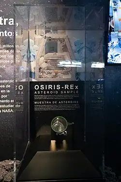 Sample being displayed at Space Center Houston